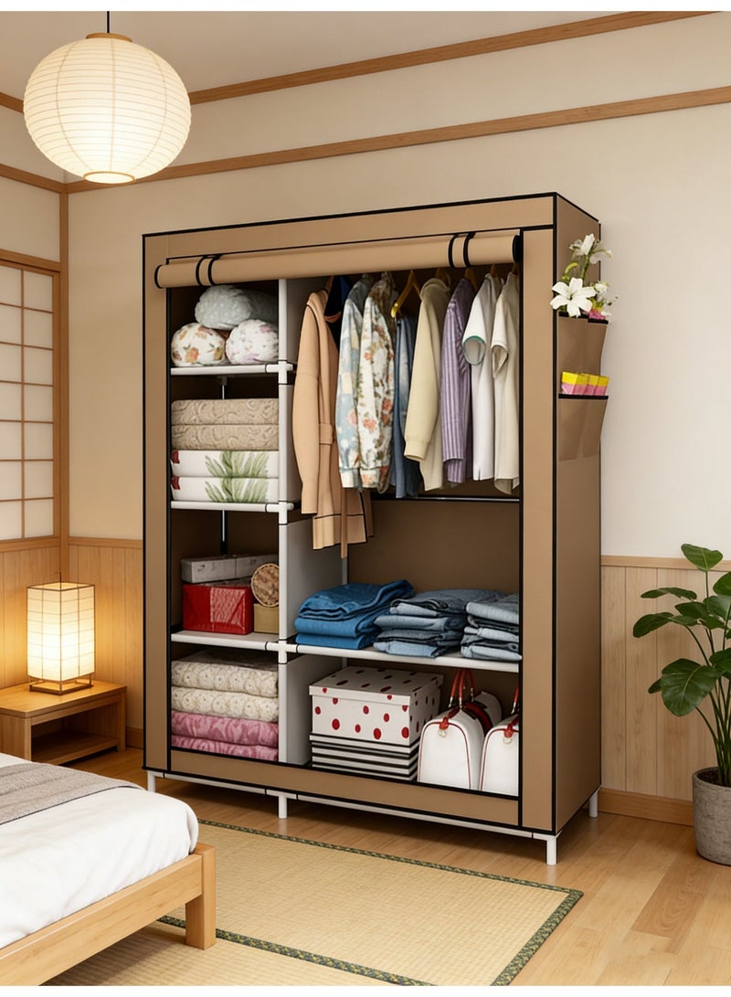 حصريا دولاب تخزين ملابس قماش, خزانة ملابس قماش بني - Image 5